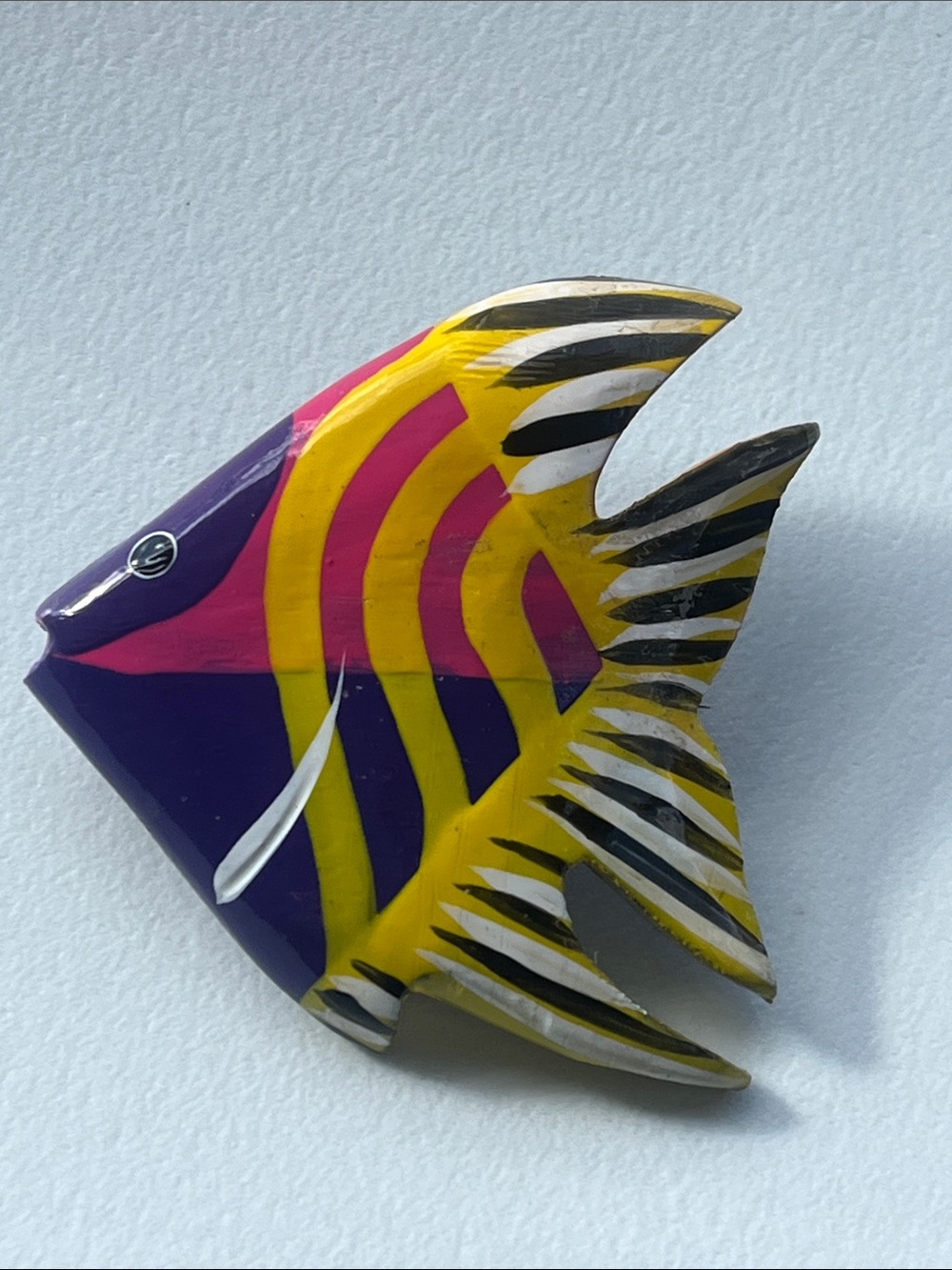 Hand Crafted Colorful Yellow & Purple Decorative Fish Brooch